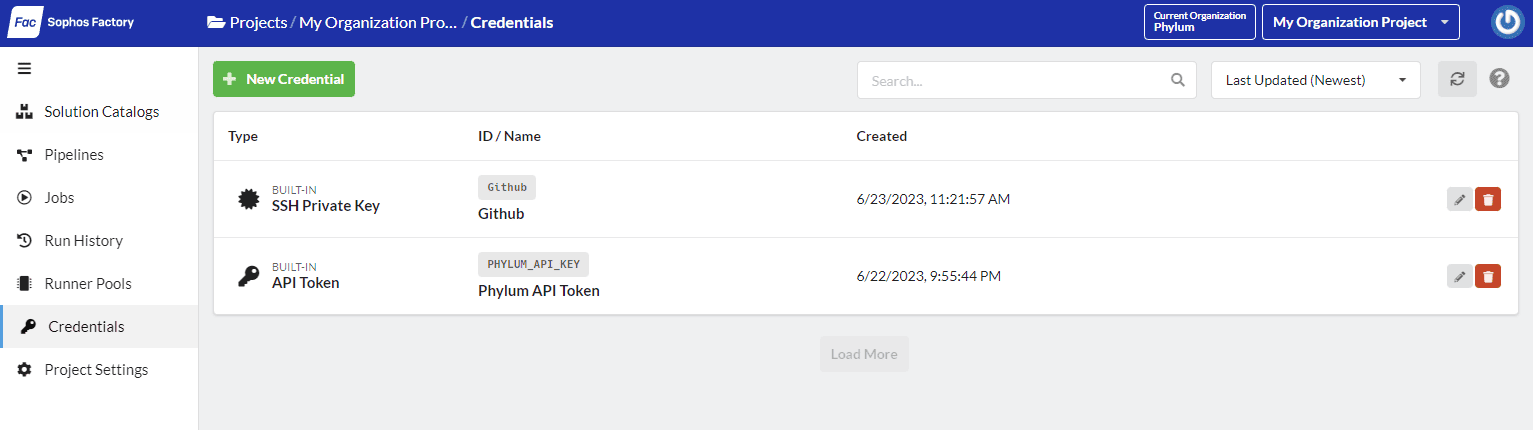 Adding a new credential in Sophos