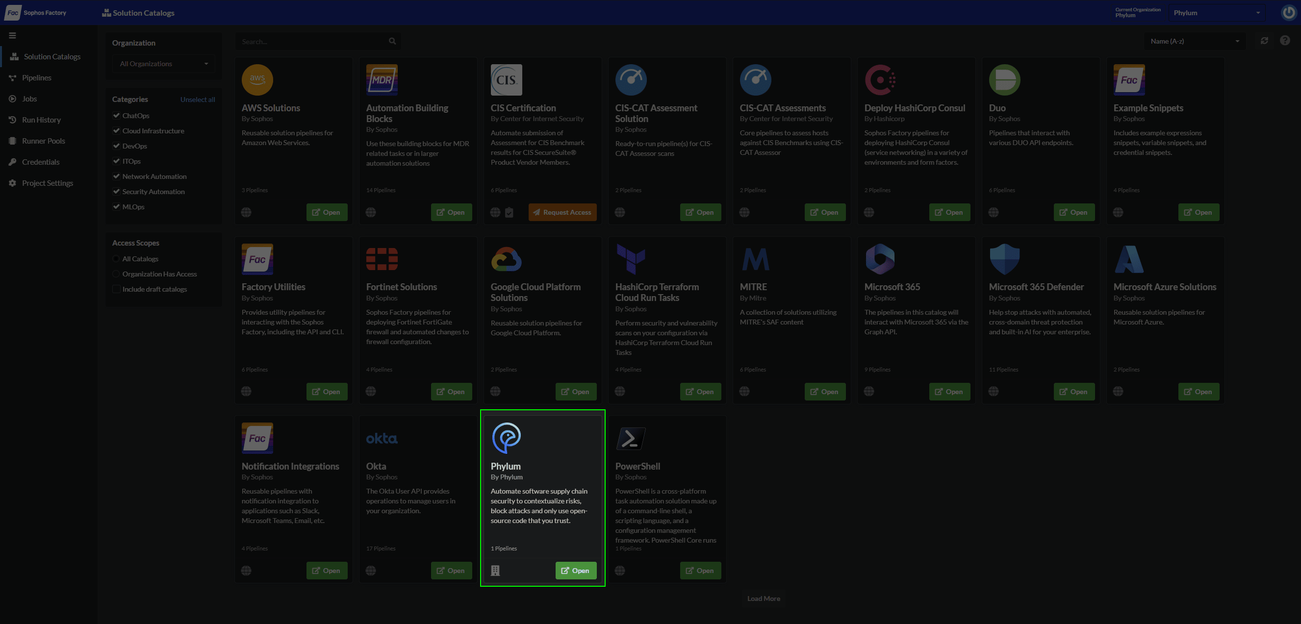Sophos solution catalog